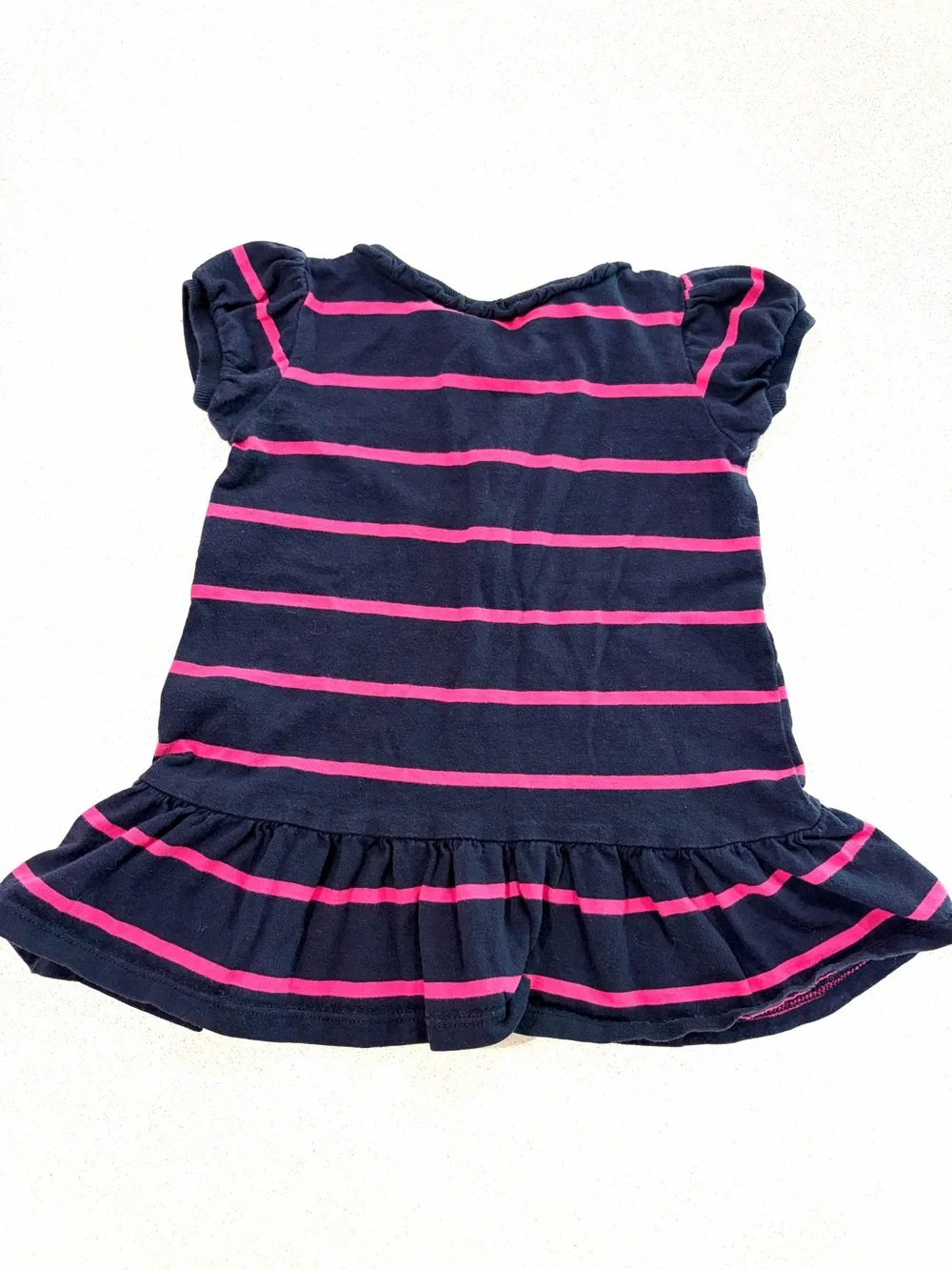 Ralph Lauren Navy and Pink Striped Polo Dress Top